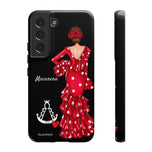 Personalised phone case flamenco dancer Macarena, with a little Virgin Mary for Samsung Galaxy S22, gloss finish – illustrArte