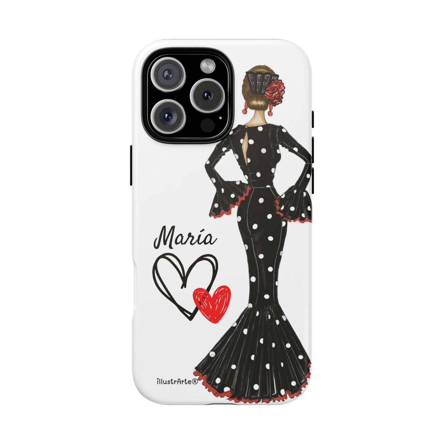 Personalized phone case Maria in black dress – for iPhone, Samsung, Pixel