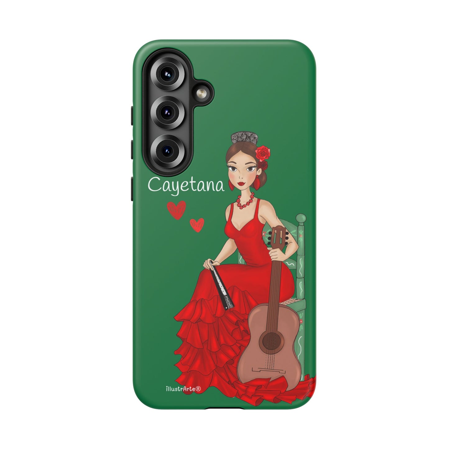 Cayetana personalized phone case with green background – for iPhone, Samsung, Pixel