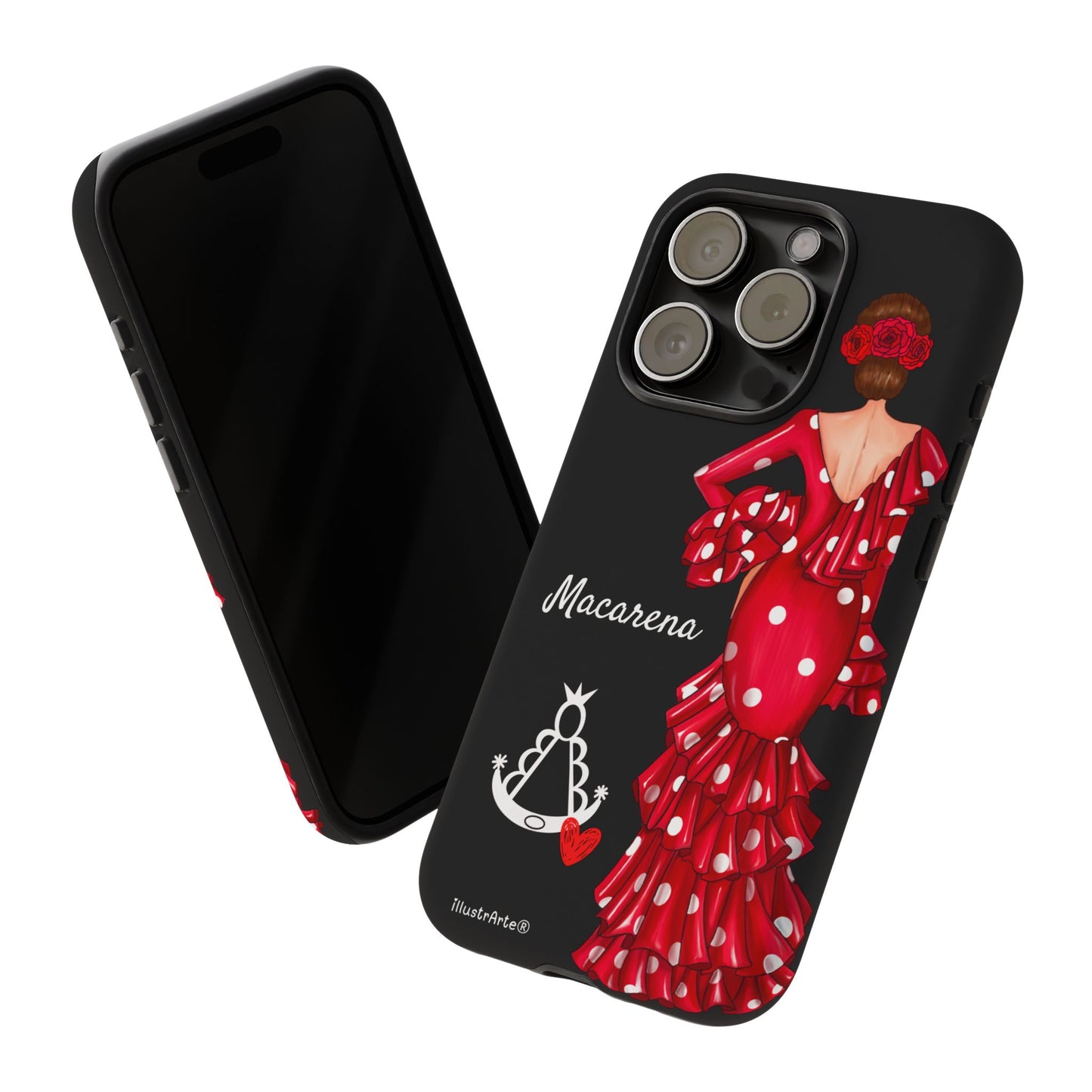 Funda de teléfono personalizada Macarena negro – para iPhone, Samsung, Pixel