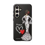 Personalised phone case flamenco dancer María, white dress for Samsung Galaxy S24, matte finish – illustrArte