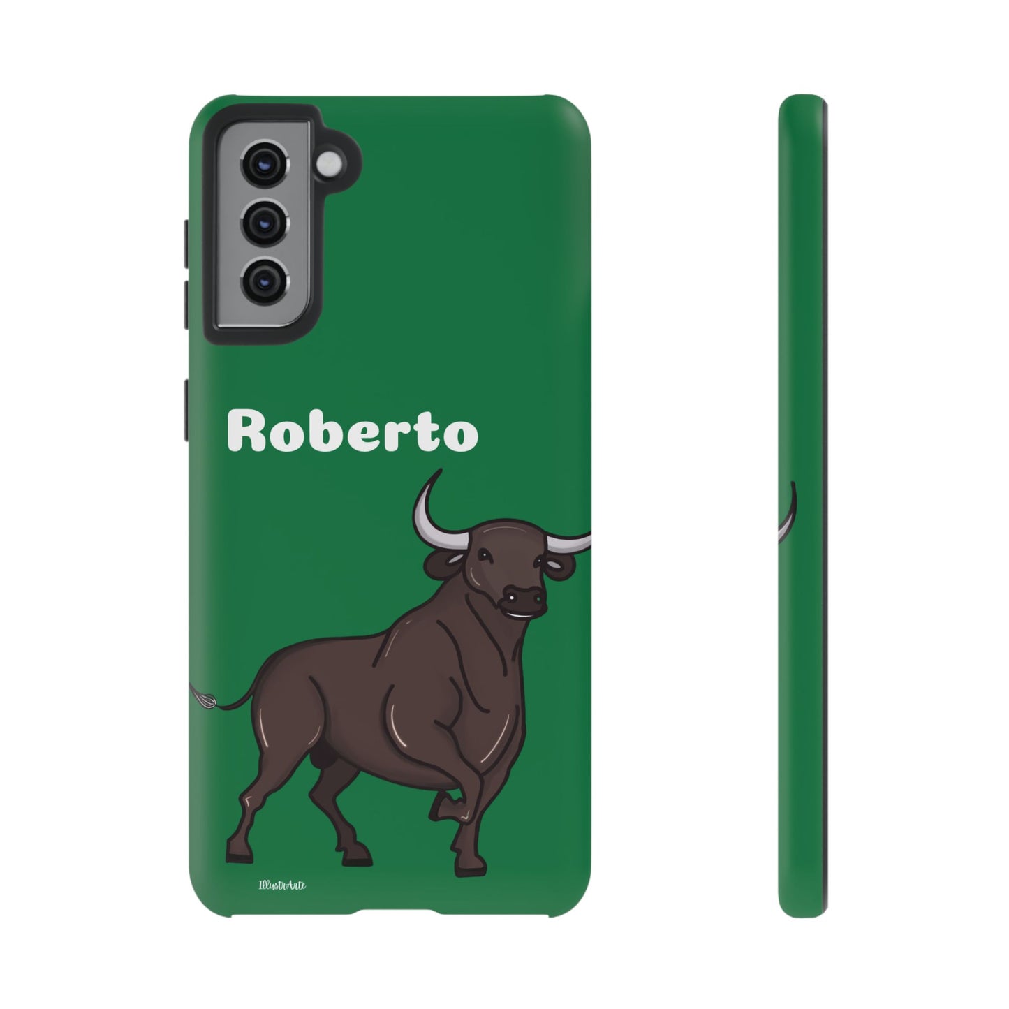 una funda de teléfono con un toro en ella