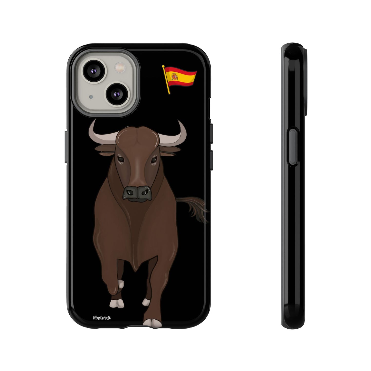 una funda de teléfono con un toro en ella