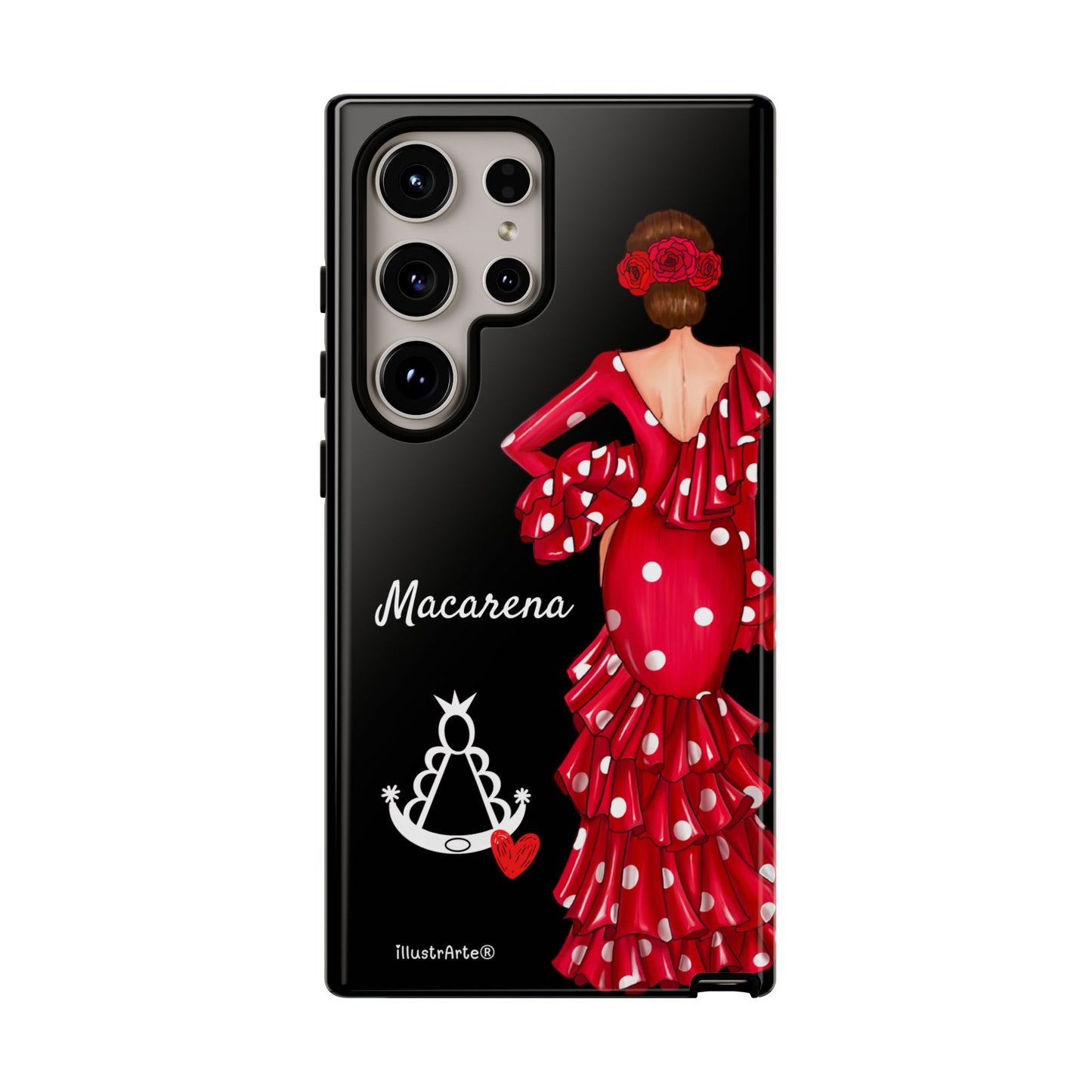 Funda de teléfono personalizada Macarena negro – para iPhone, Samsung, Pixel