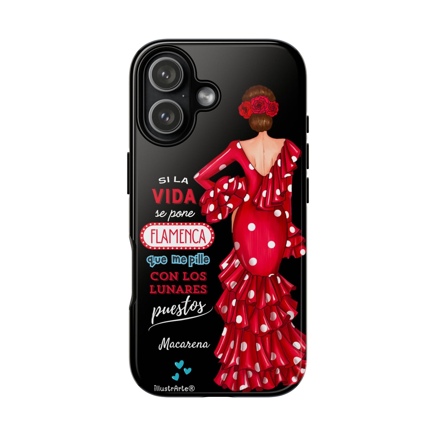 Funda de teléfono personalizable  - Modelo Macarena con frase  Para iPhone, Samsung Y Google Pixel