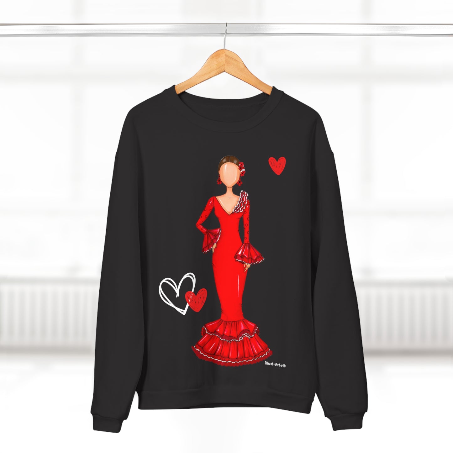 Customizable Sweatshirt - Flamenco Veronica, black with hearts