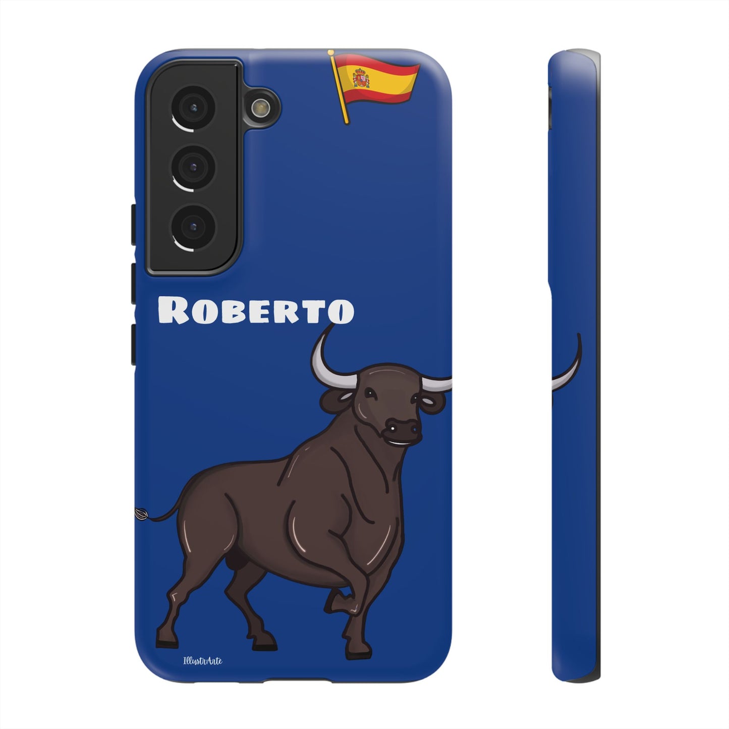 una funda de teléfono con un toro en ella