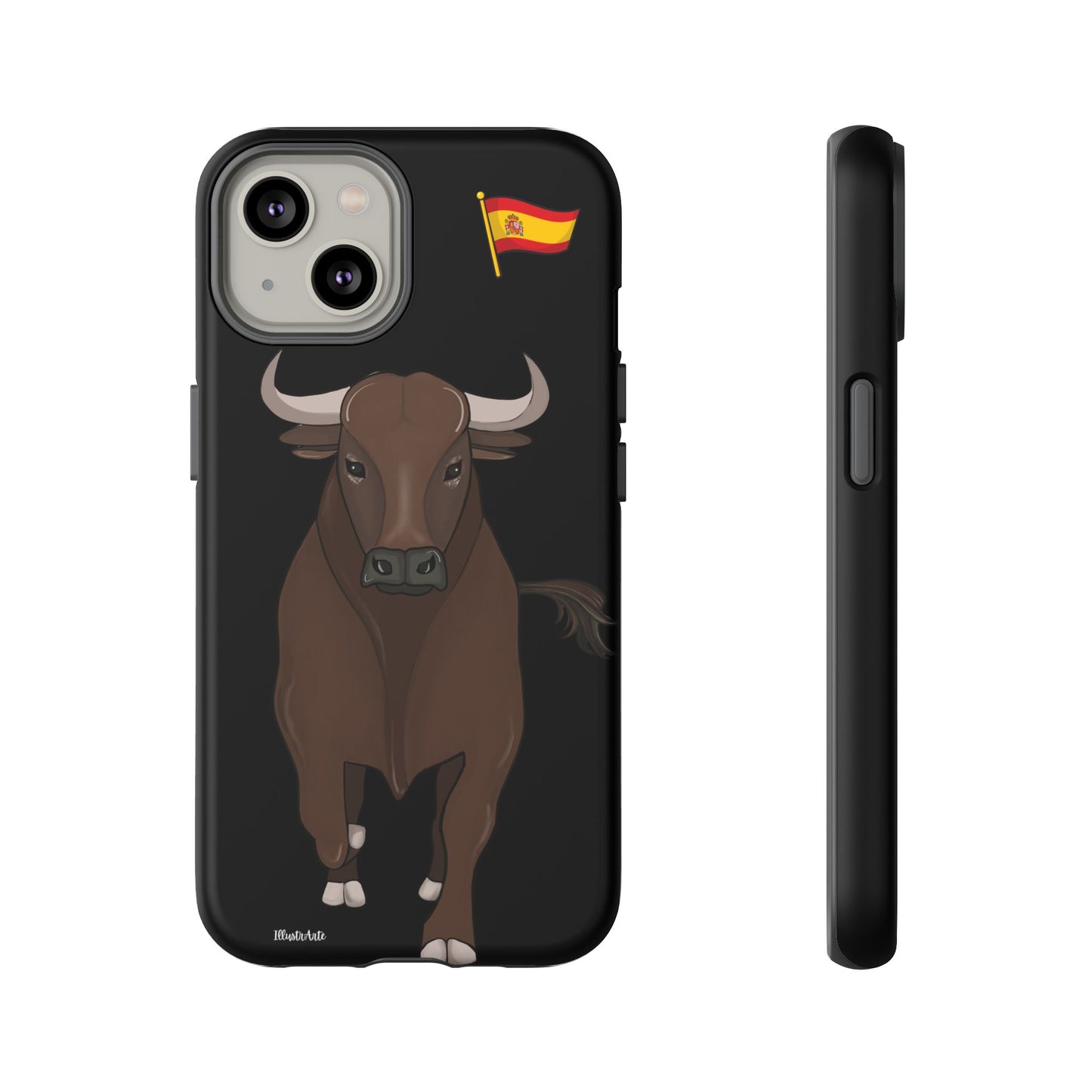 una funda de teléfono con una imagen de un toro