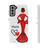 Funda de teléfono personalizada María vestido rojo – iPhone, Samsung, Pixel