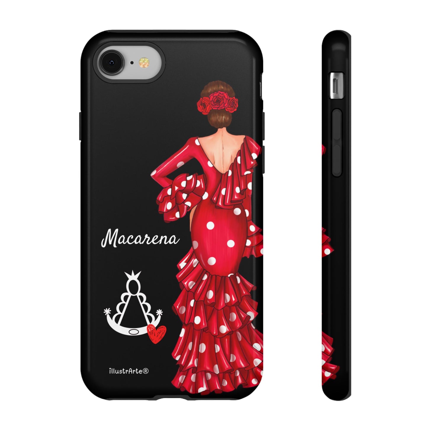 Funda de teléfono personalizada Macarena negro – para iPhone, Samsung, Pixel