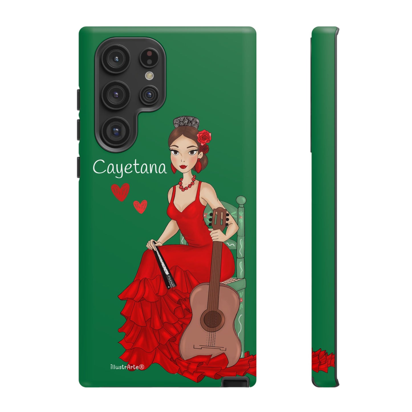 Cayetana personalized phone case with green background – for iPhone, Samsung, Pixel