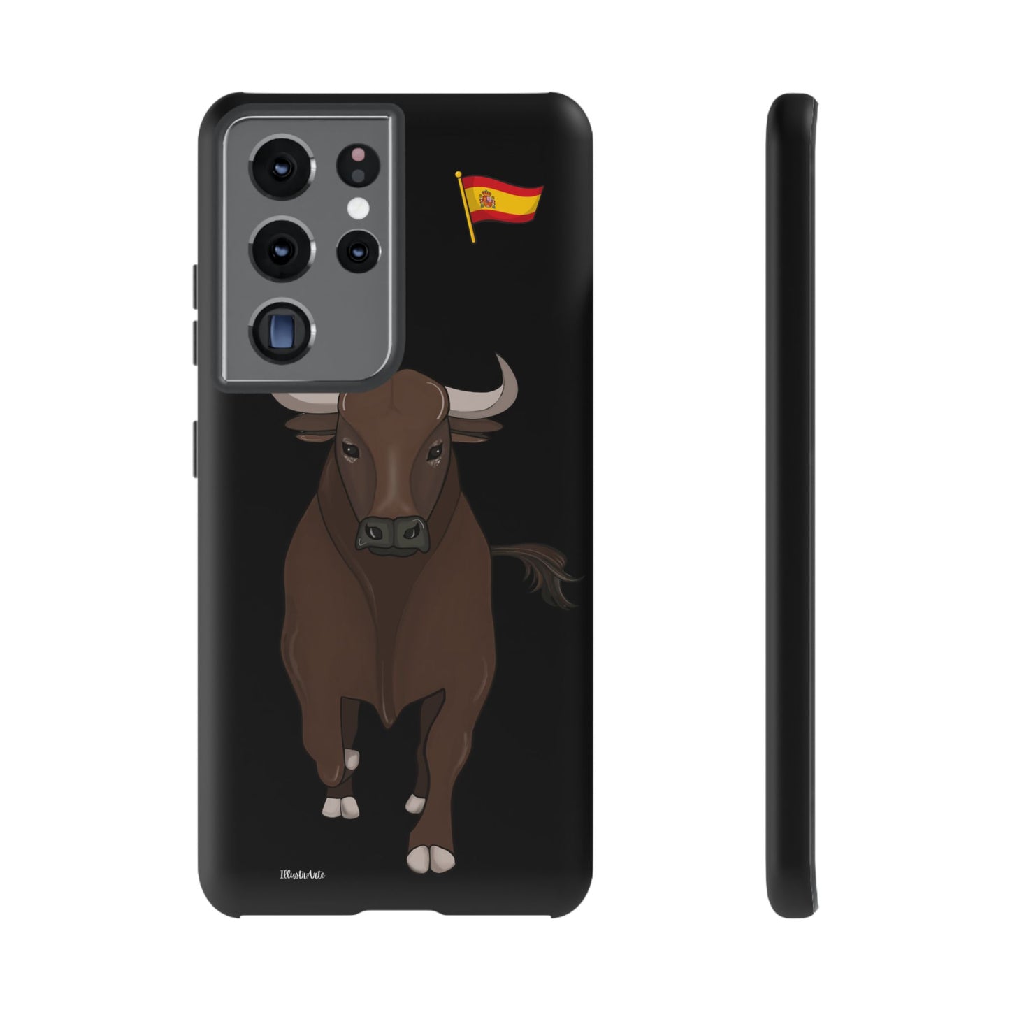 una funda de teléfono con un toro en ella