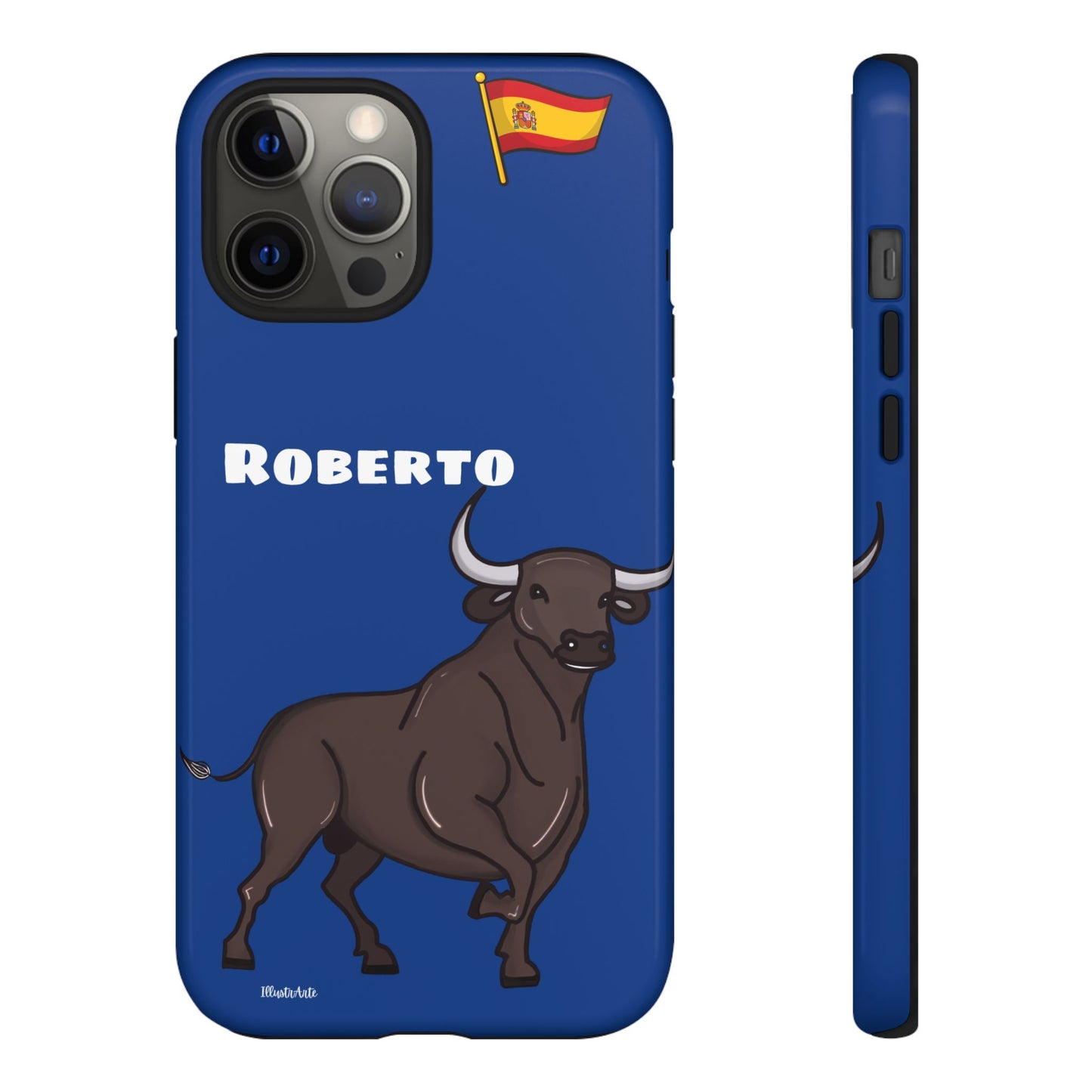 una funda de teléfono con un toro en ella