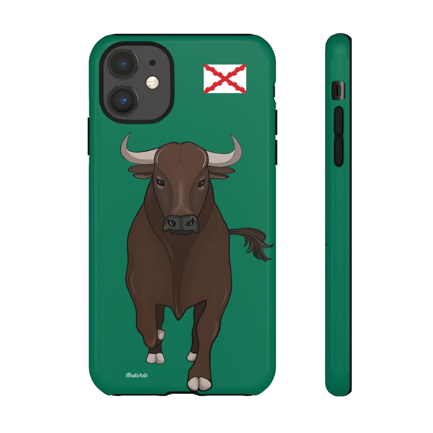 una funda de teléfono con un toro en ella