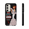 Funda de teléfono personalizable Pepa vestido blanco con frase – para iPhone, Samsung, Pixel