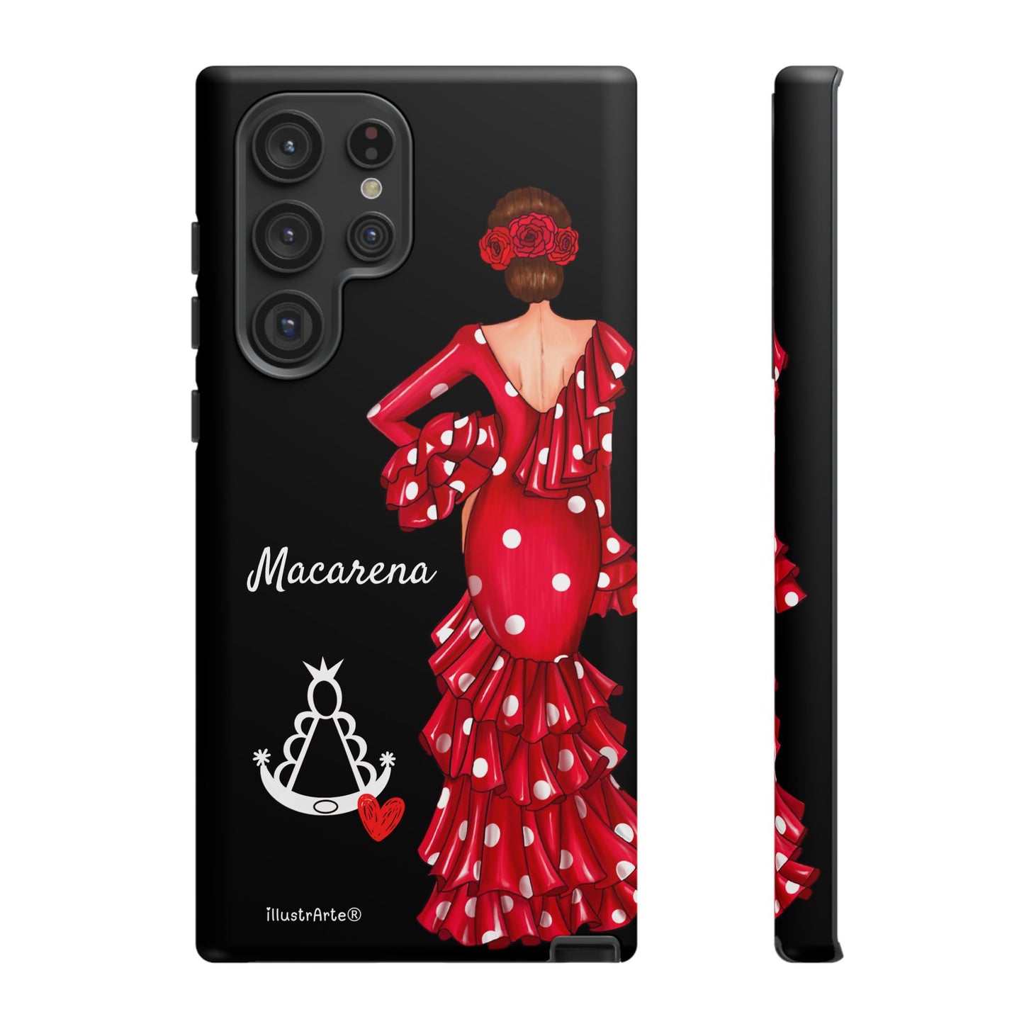 Funda de teléfono personalizada Macarena negro – para iPhone, Samsung, Pixel