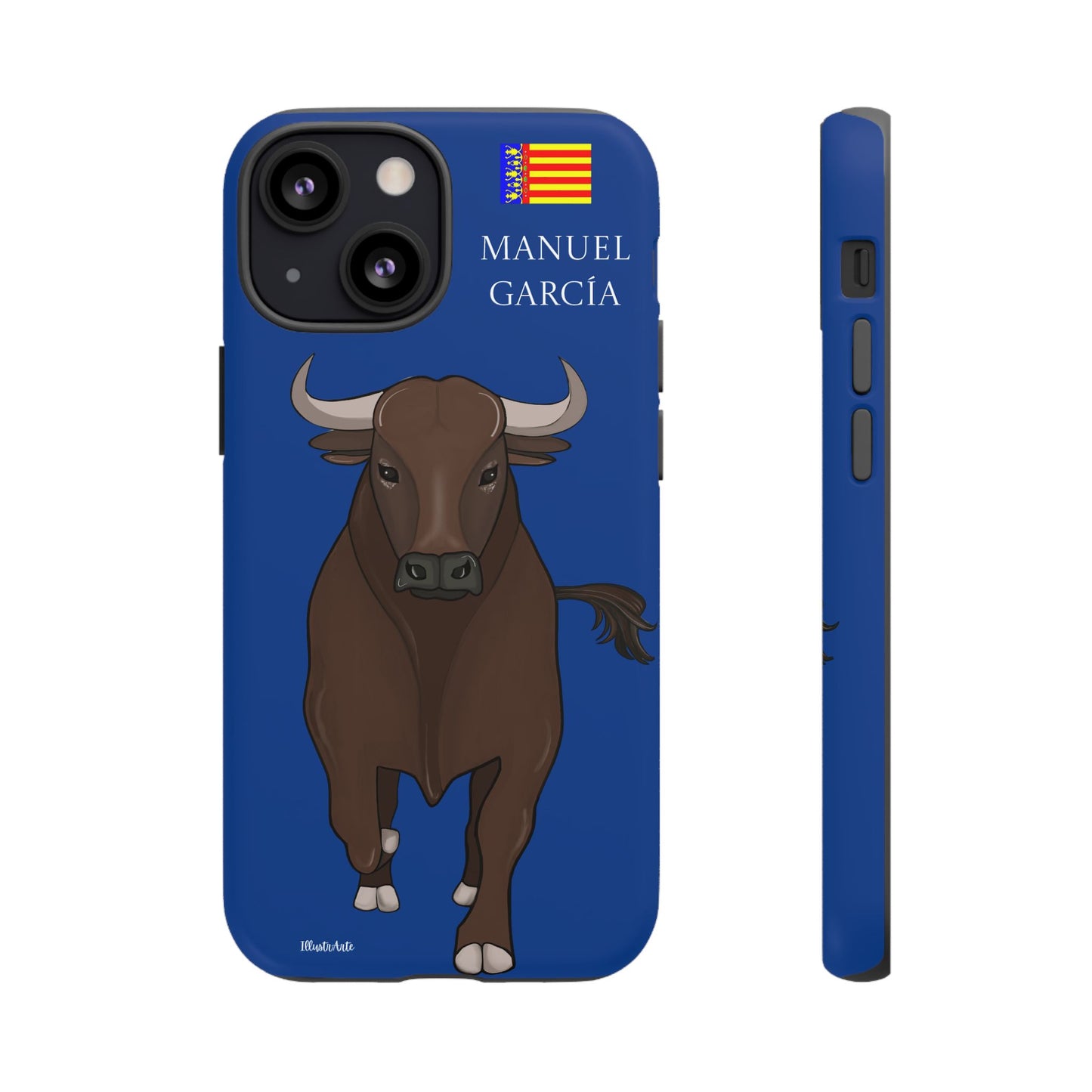 una funda de teléfono con una imagen de un toro