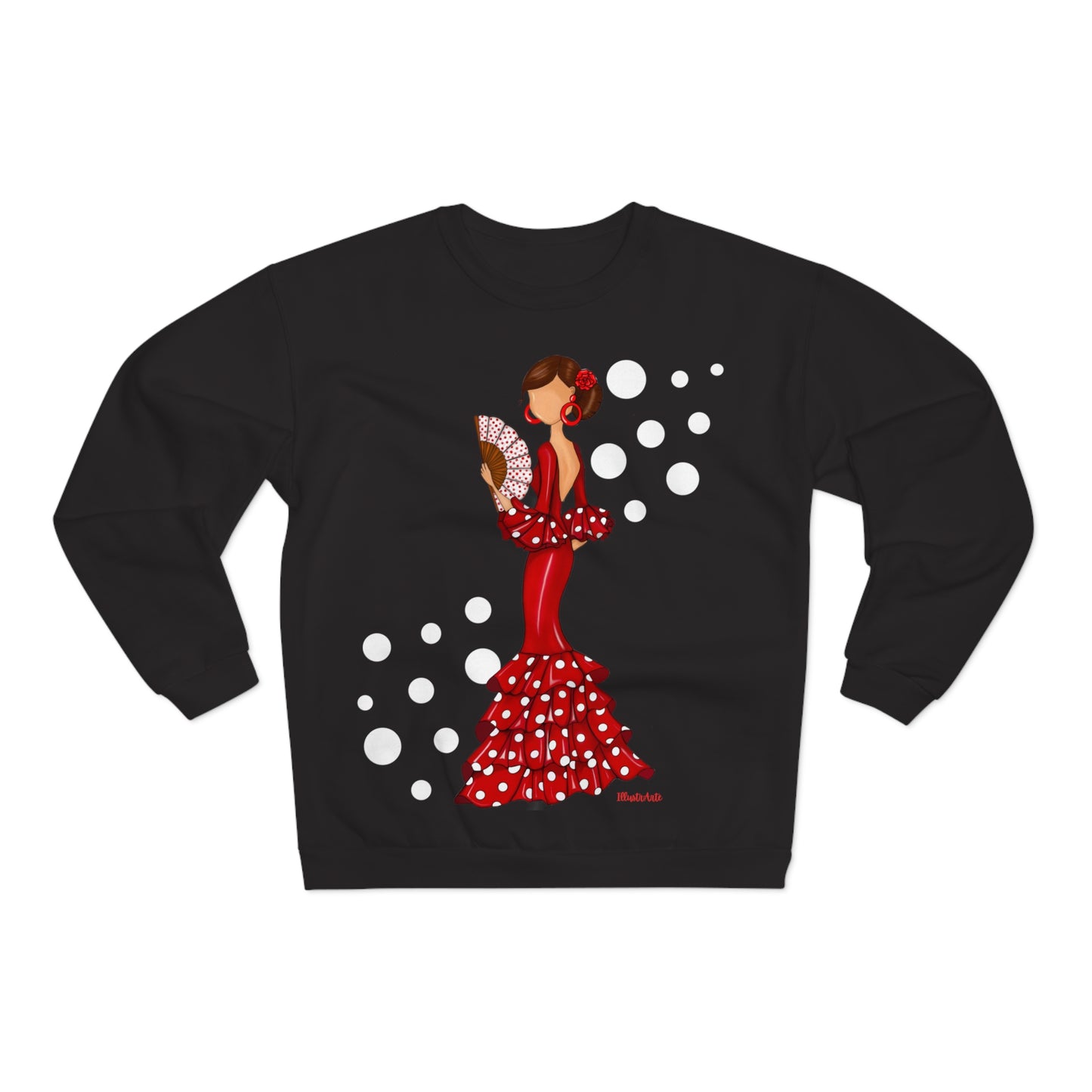 Sudadera Personalizable - Flamenca Pepa, negro con corazones