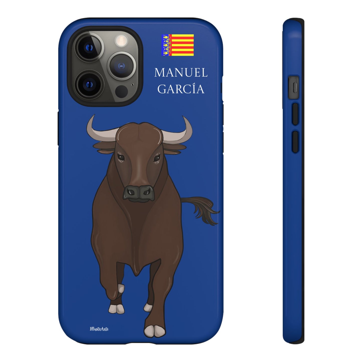 una funda de teléfono con una imagen de un toro