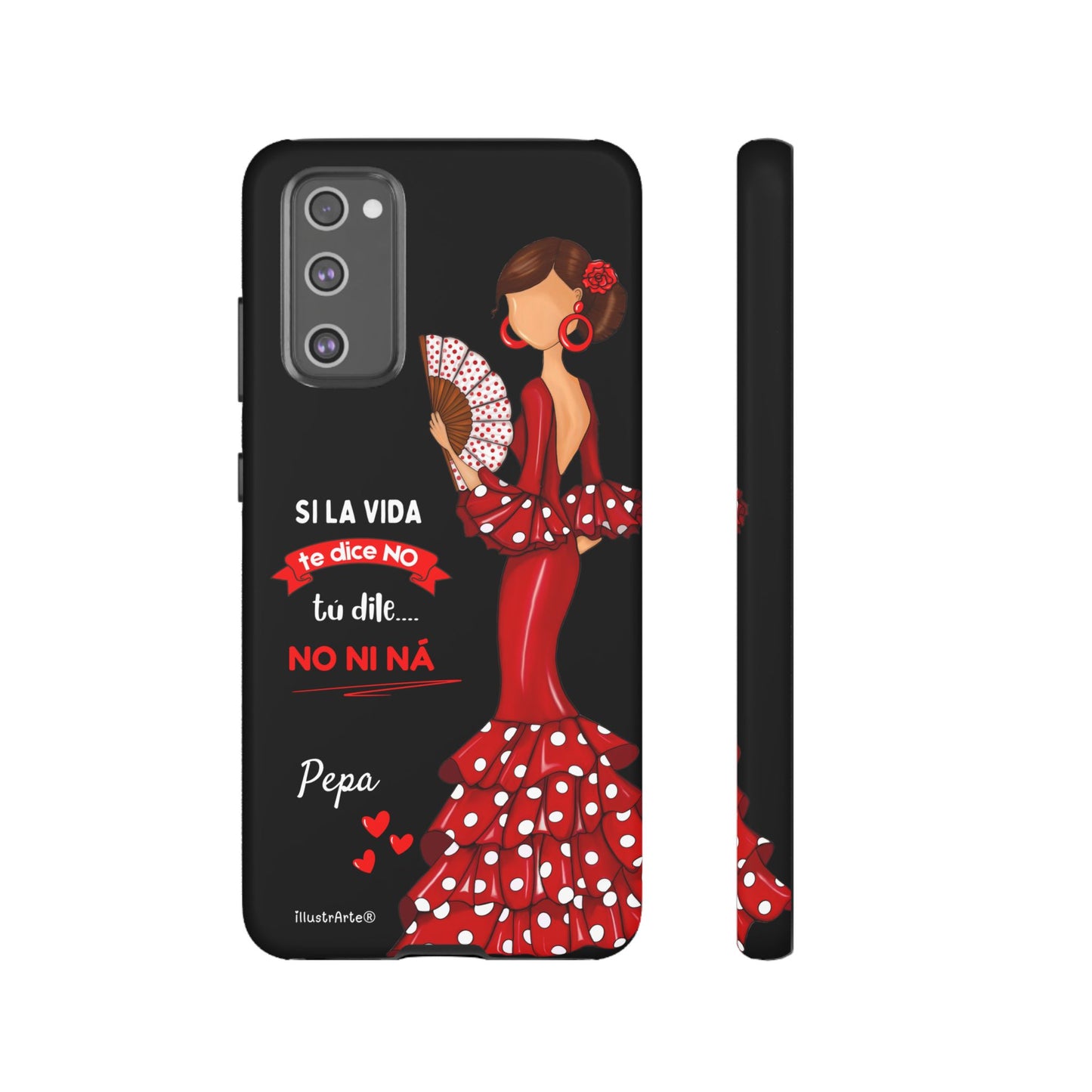 Funda de teléfono personalizable  - Modelo Pepa con frase Para iPhone, Samsung