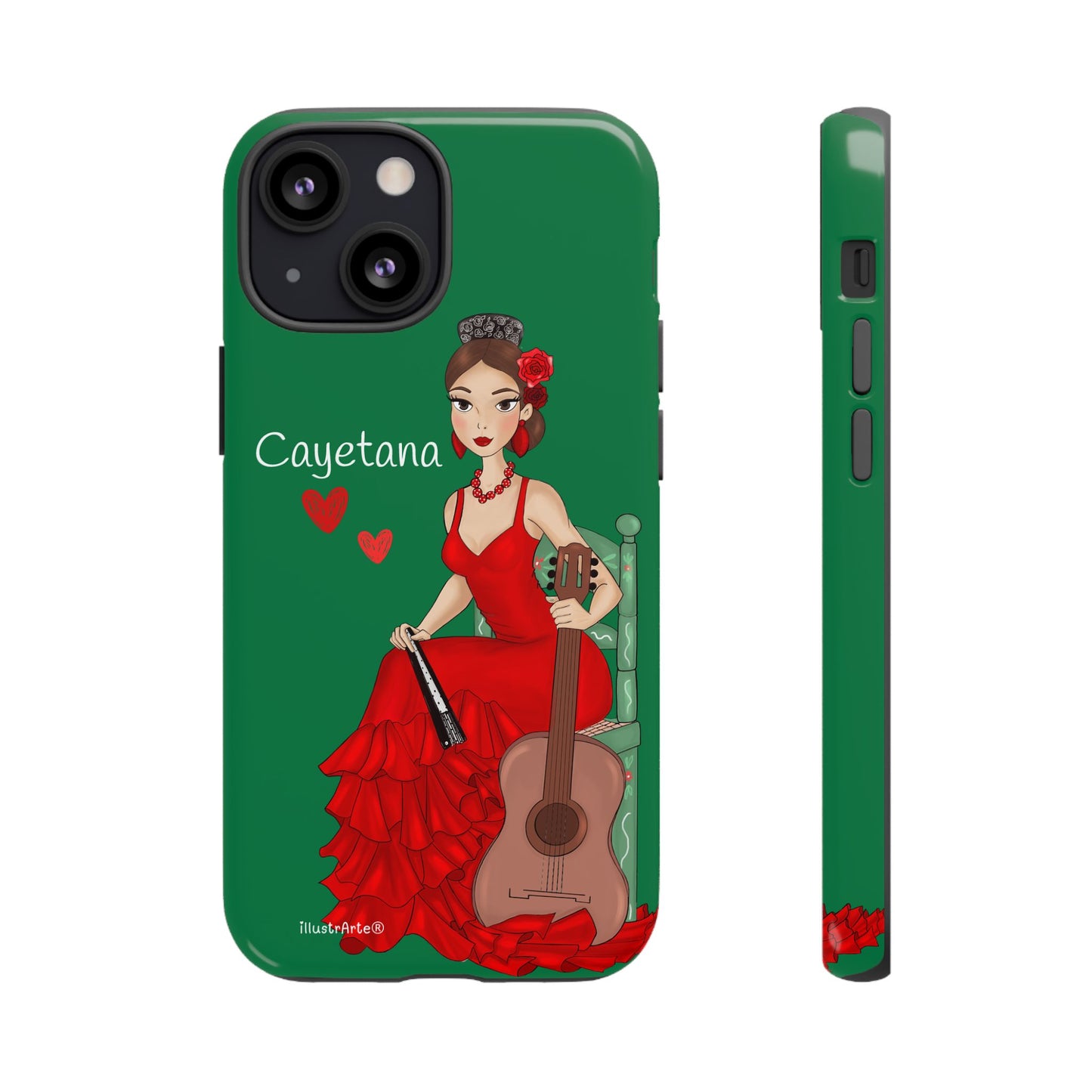 Cayetana personalized phone case with green background – for iPhone, Samsung, Pixel