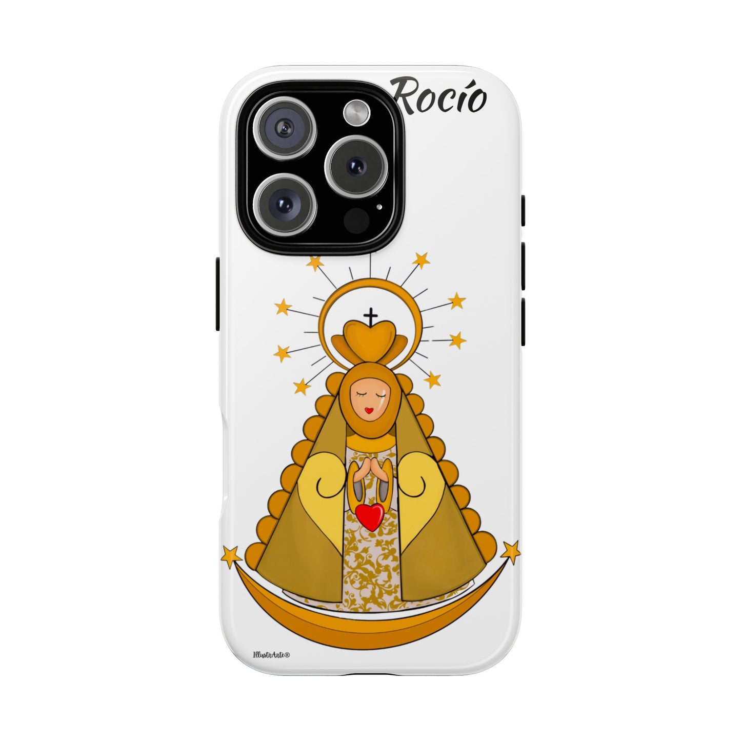 una funda de teléfono con una imagen de la virgen maría