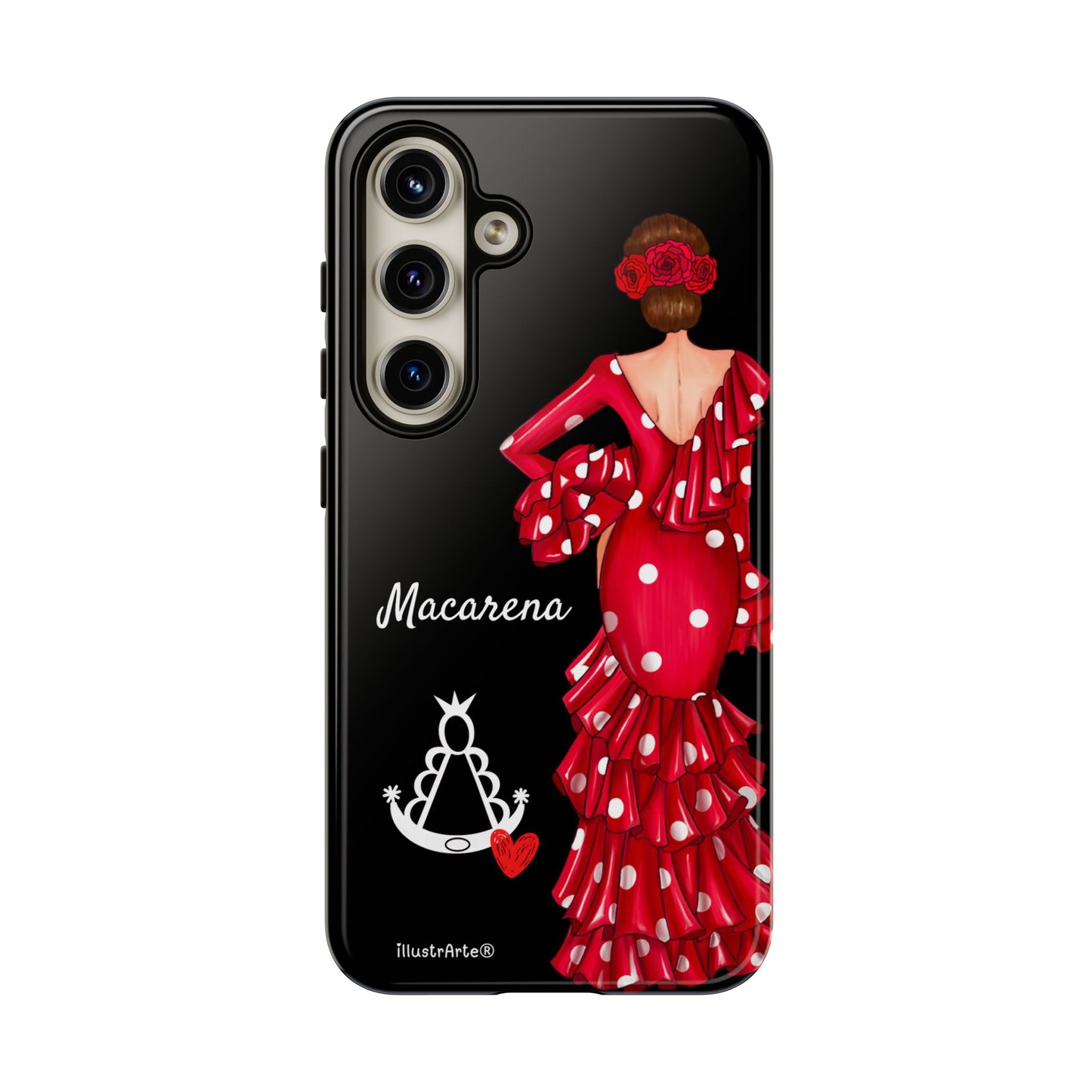 Funda de teléfono personalizada Macarena negro – para iPhone, Samsung, Pixel