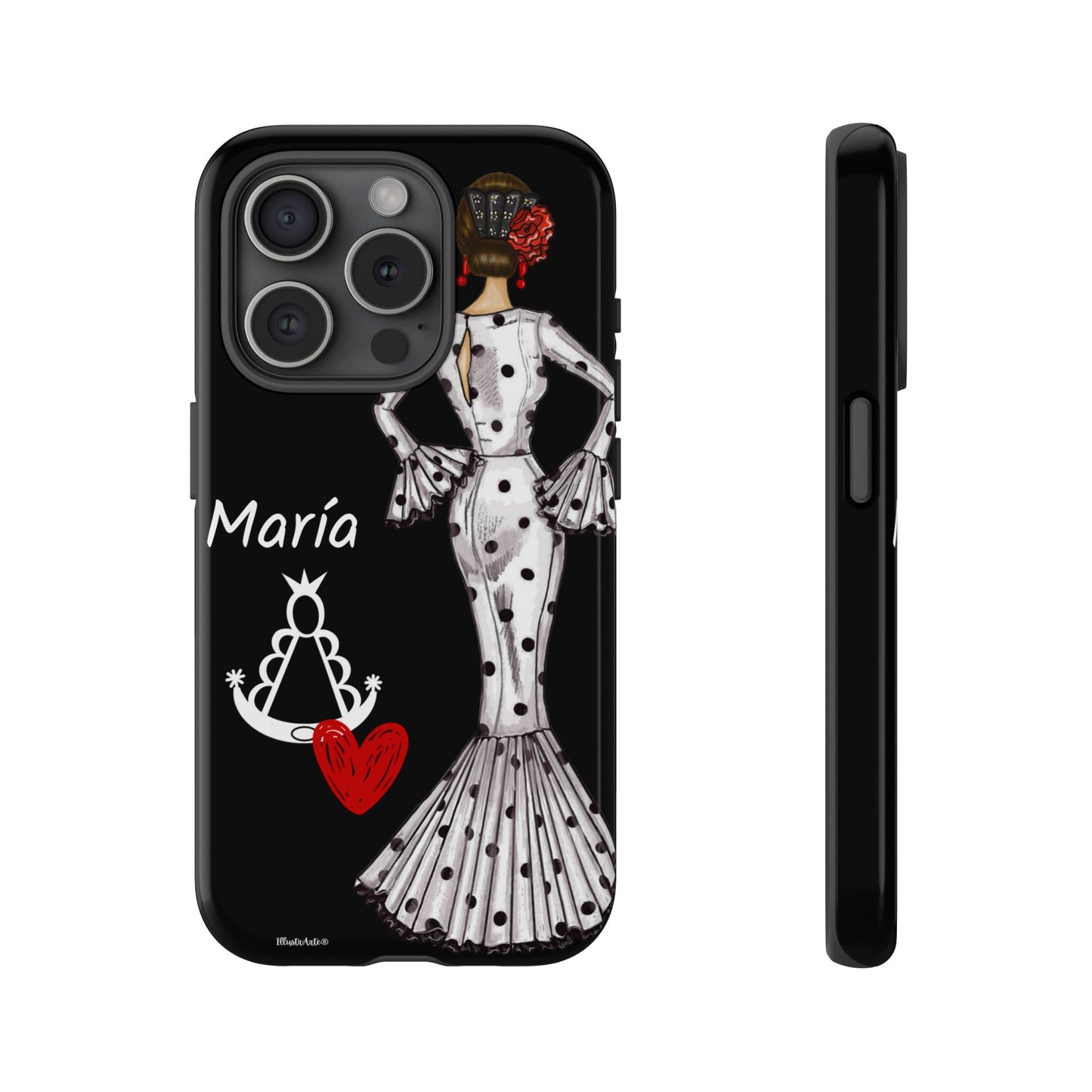 una funda de teléfono con una imagen de una mujer en un vestido