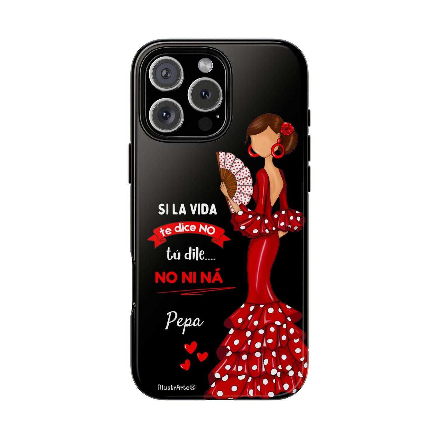Funda de teléfono personalizable  - Modelo Pepa con frase Para iPhone, Samsung