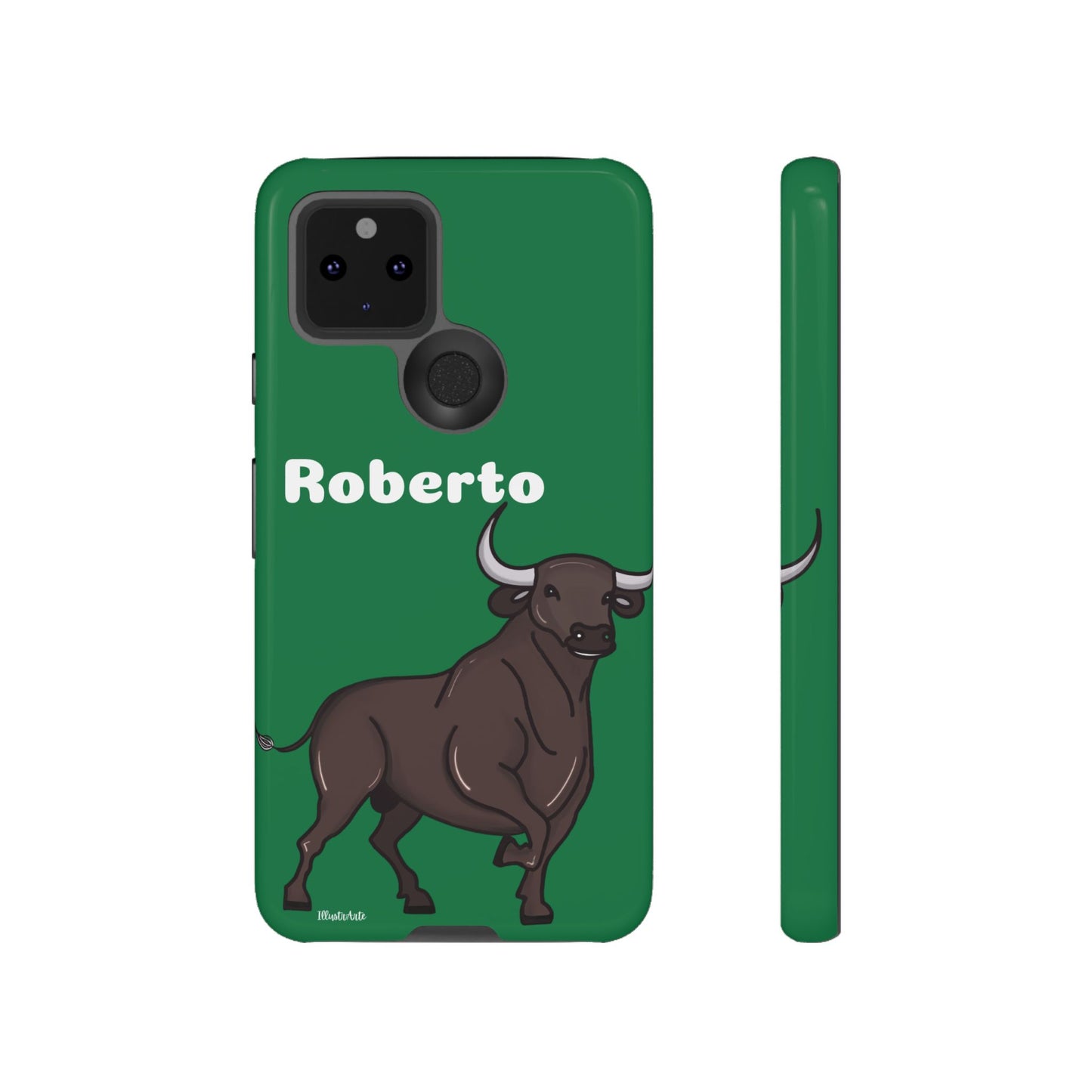 una funda de teléfono con un toro en ella