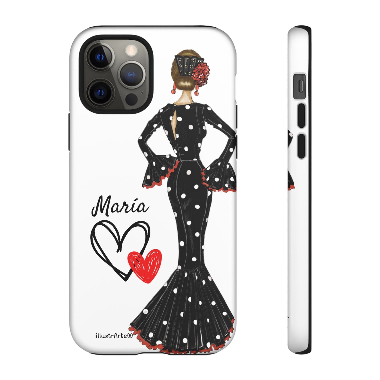 Personalized phone case Maria in black dress – for iPhone, Samsung, Pixel
