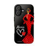 Funda de teléfono personalizable María rojo fondo negro – para iPhone, Samsung, Pixel