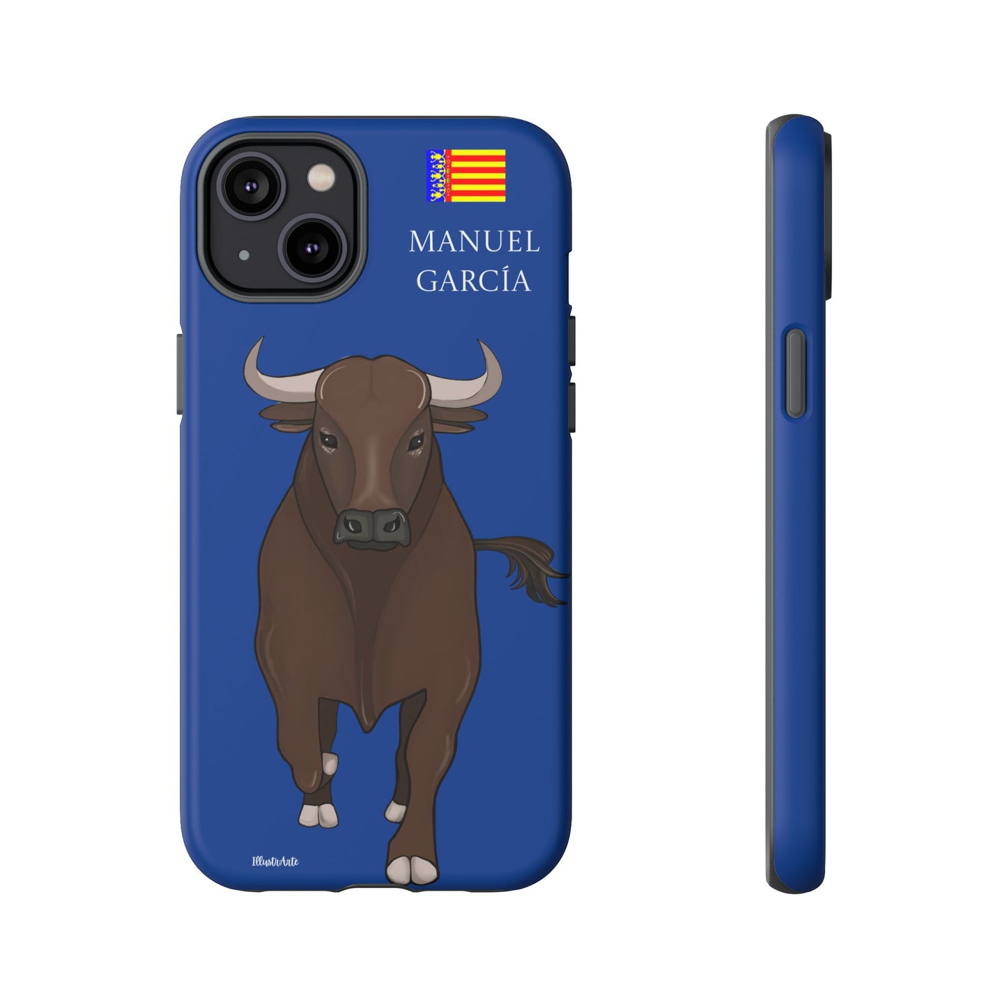 una funda de teléfono con una imagen de un toro