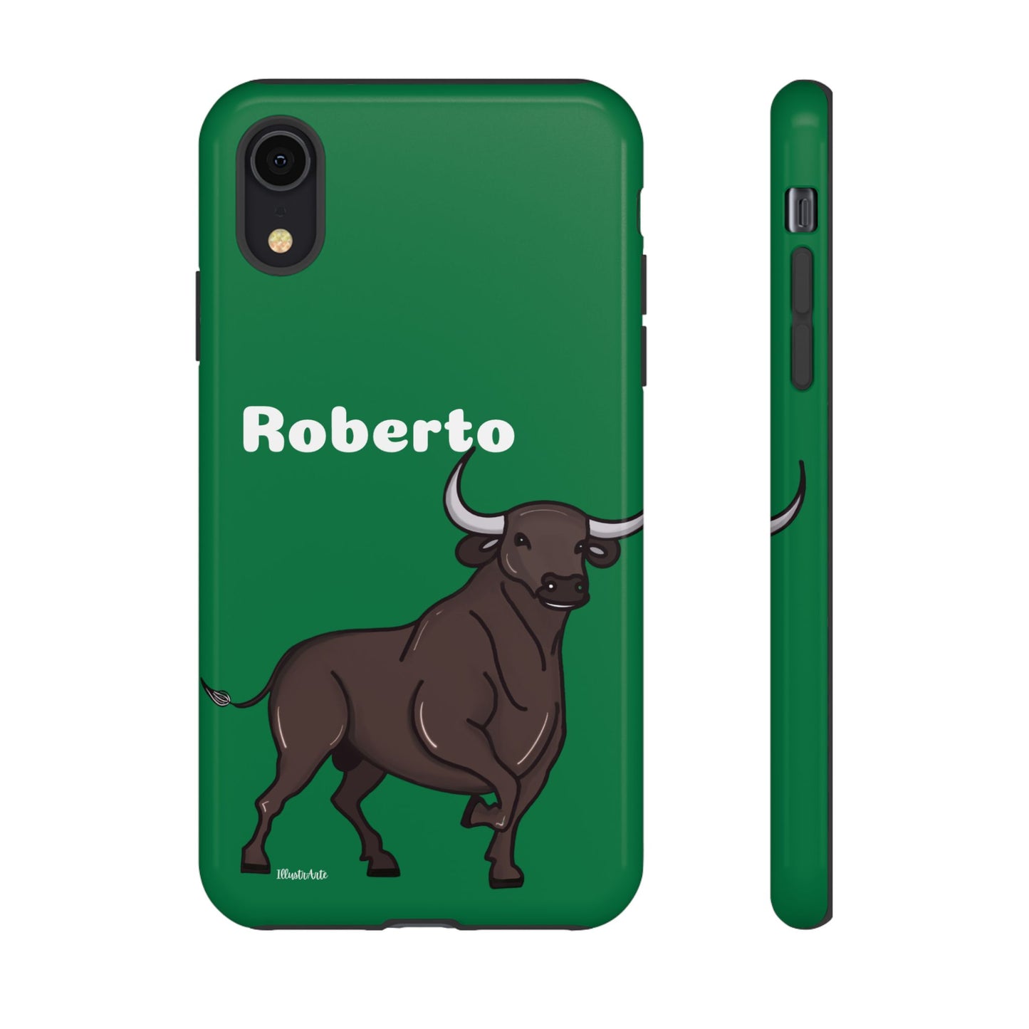 una funda de teléfono con un toro en ella