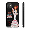 Funda de teléfono personalizable Pepa vestido blanco con frase – para iPhone, Samsung, Pixel