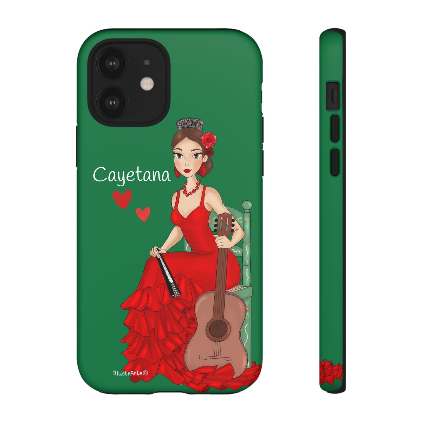 Cayetana personalized phone case with green background – for iPhone, Samsung, Pixel