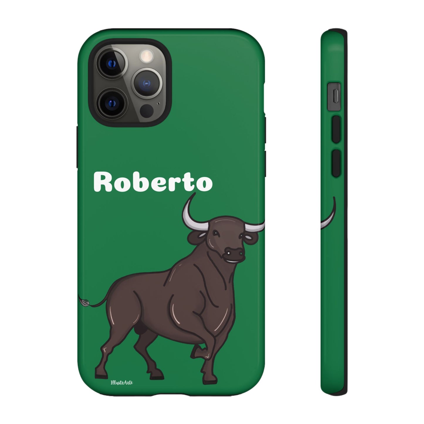 una funda de teléfono con un toro en ella