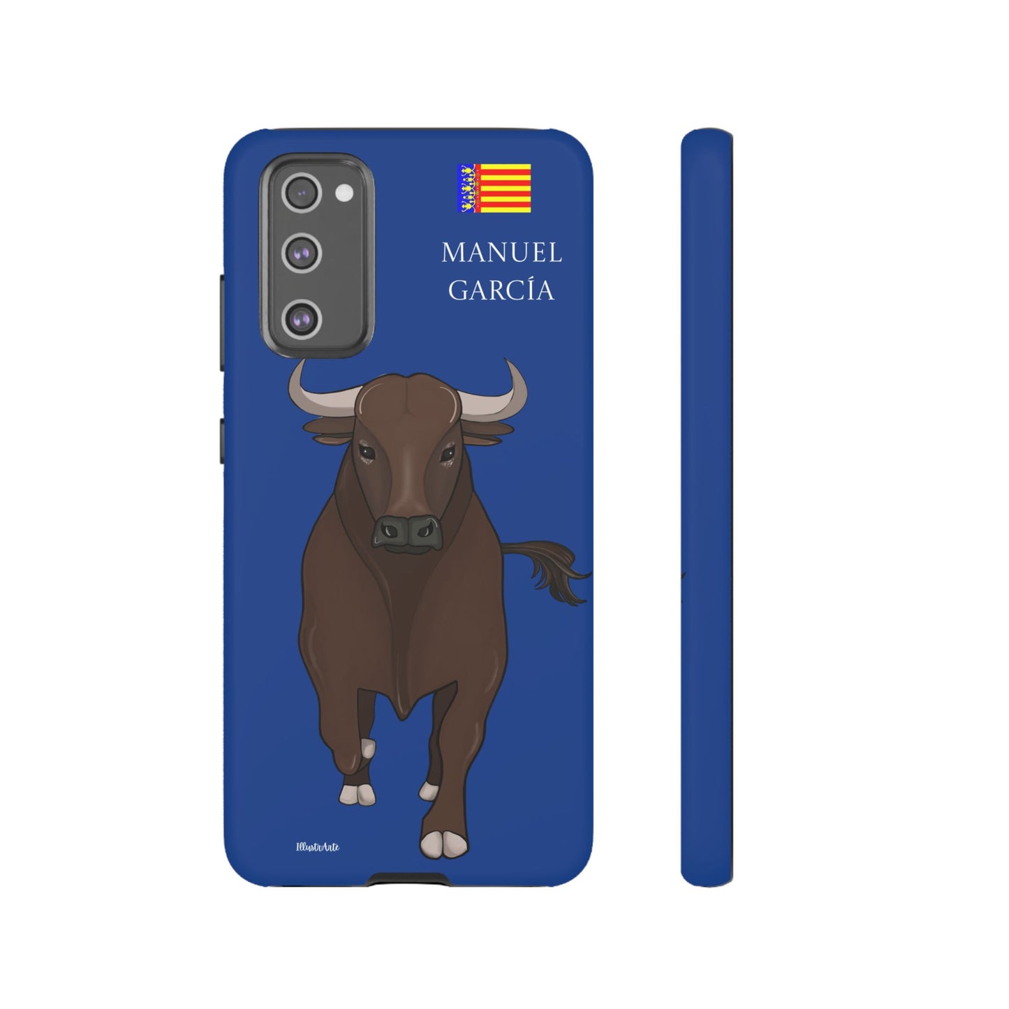 una funda de teléfono con una imagen de un toro