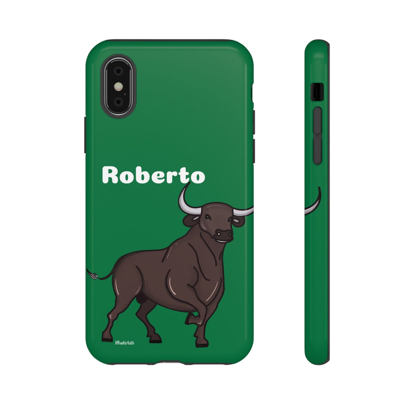 una funda de teléfono con un toro en ella