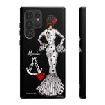 Personalised phone case flamenco dancer María Blanco, with the Virgen del Rocío for Samsung Galaxy S22 Ultra, gloss finish – illustrArte