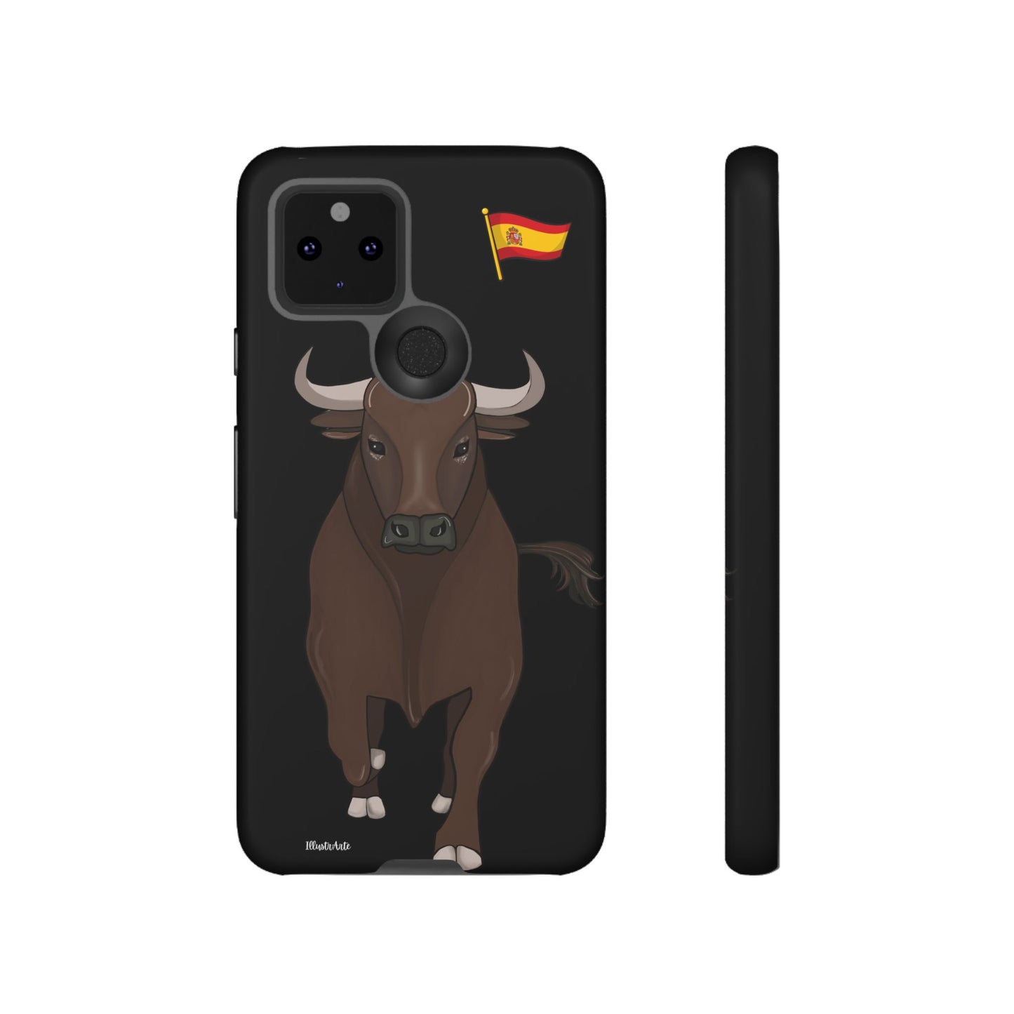 una funda de teléfono con un toro en ella