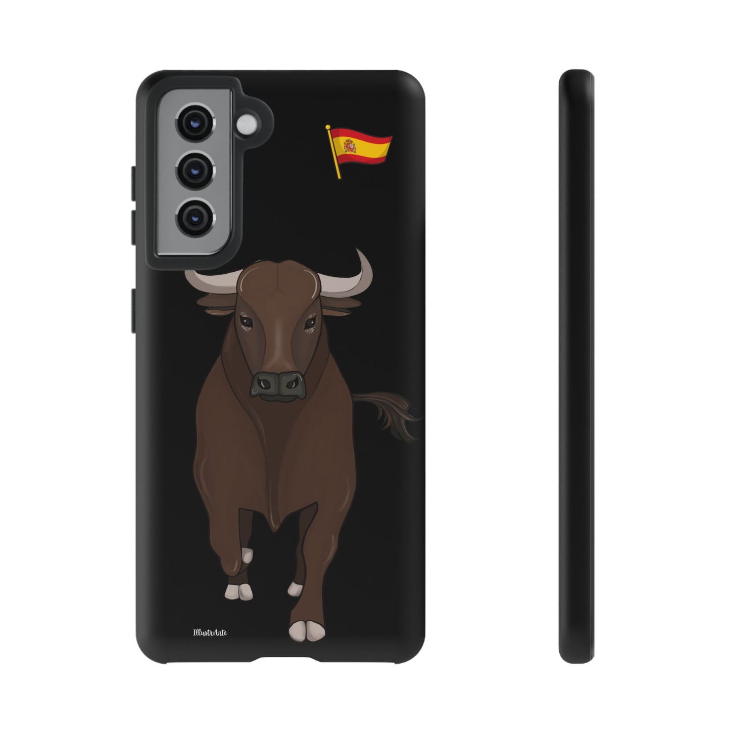 una funda de teléfono con un toro en ella