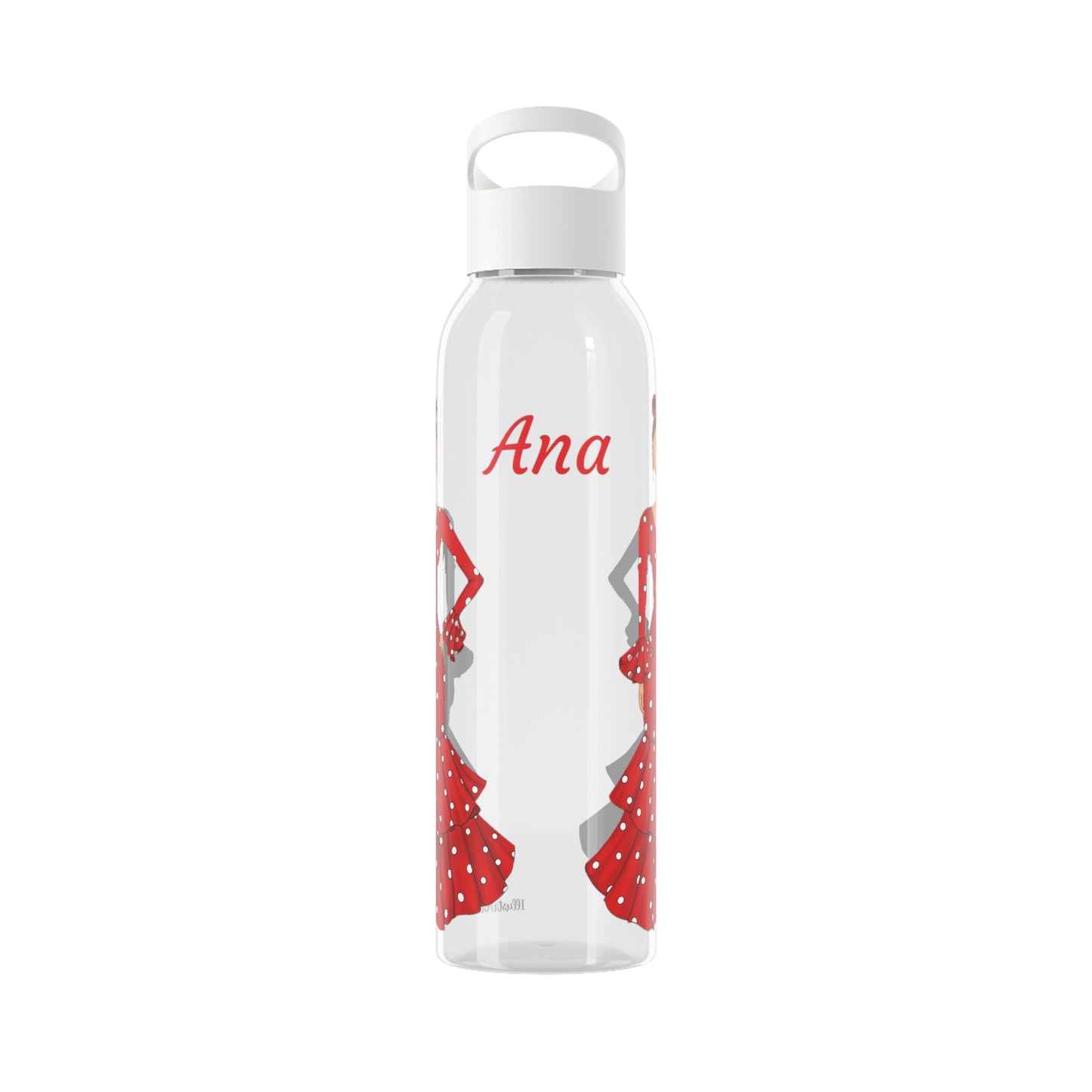 Botella Transparente-negra  Personalizable de Tritan™ - Modelo Flamenca Ana