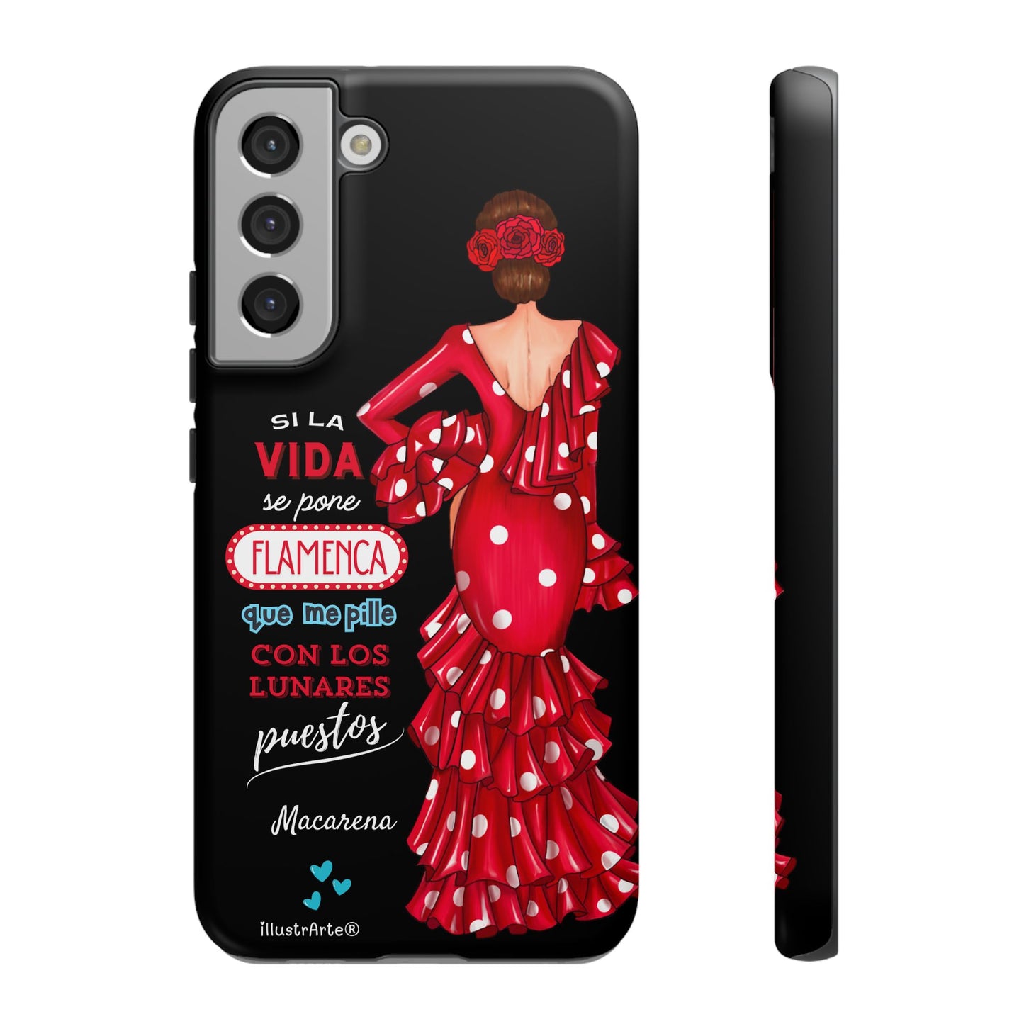 Funda de teléfono personalizable  - Modelo Macarena con frase  Para iPhone, Samsung Y Google Pixel