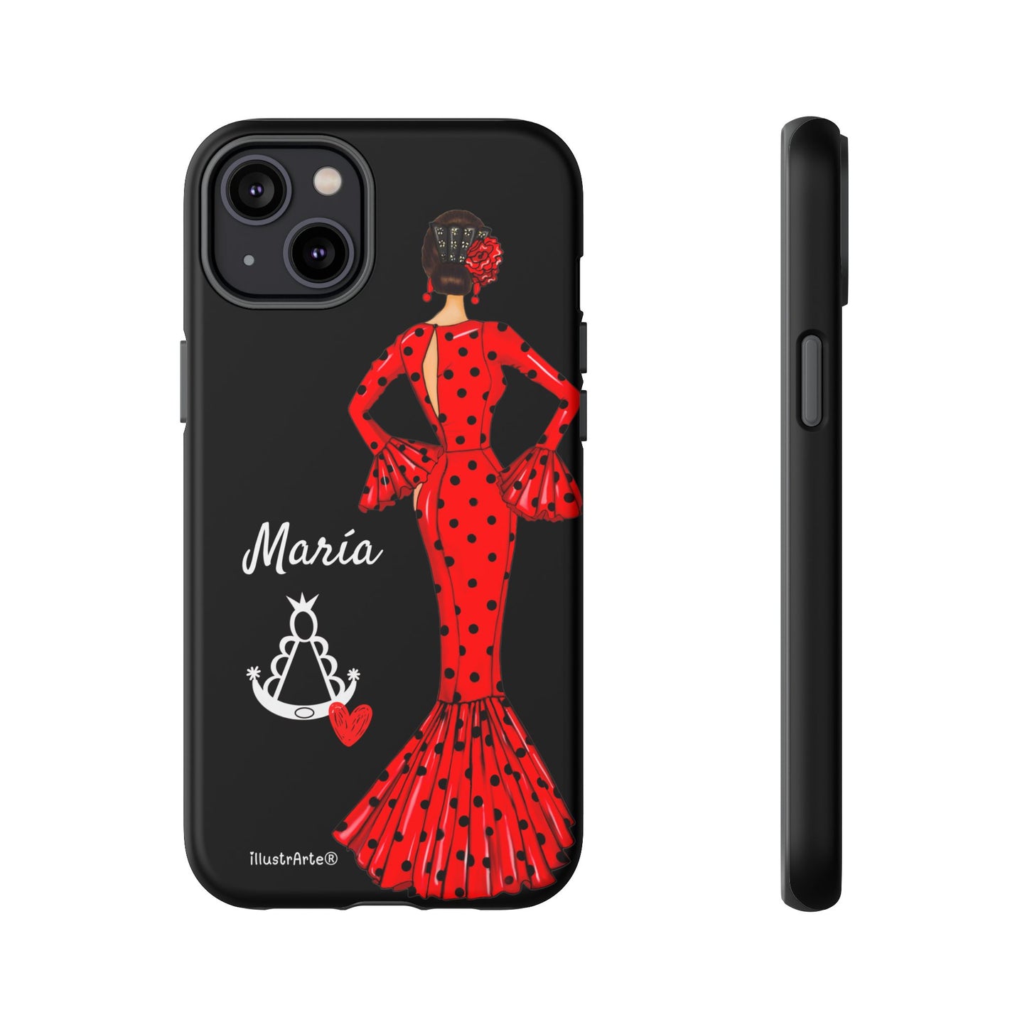 Personalized phone case Maria red hair dark background black – for iPhone, Samsung, Pixel