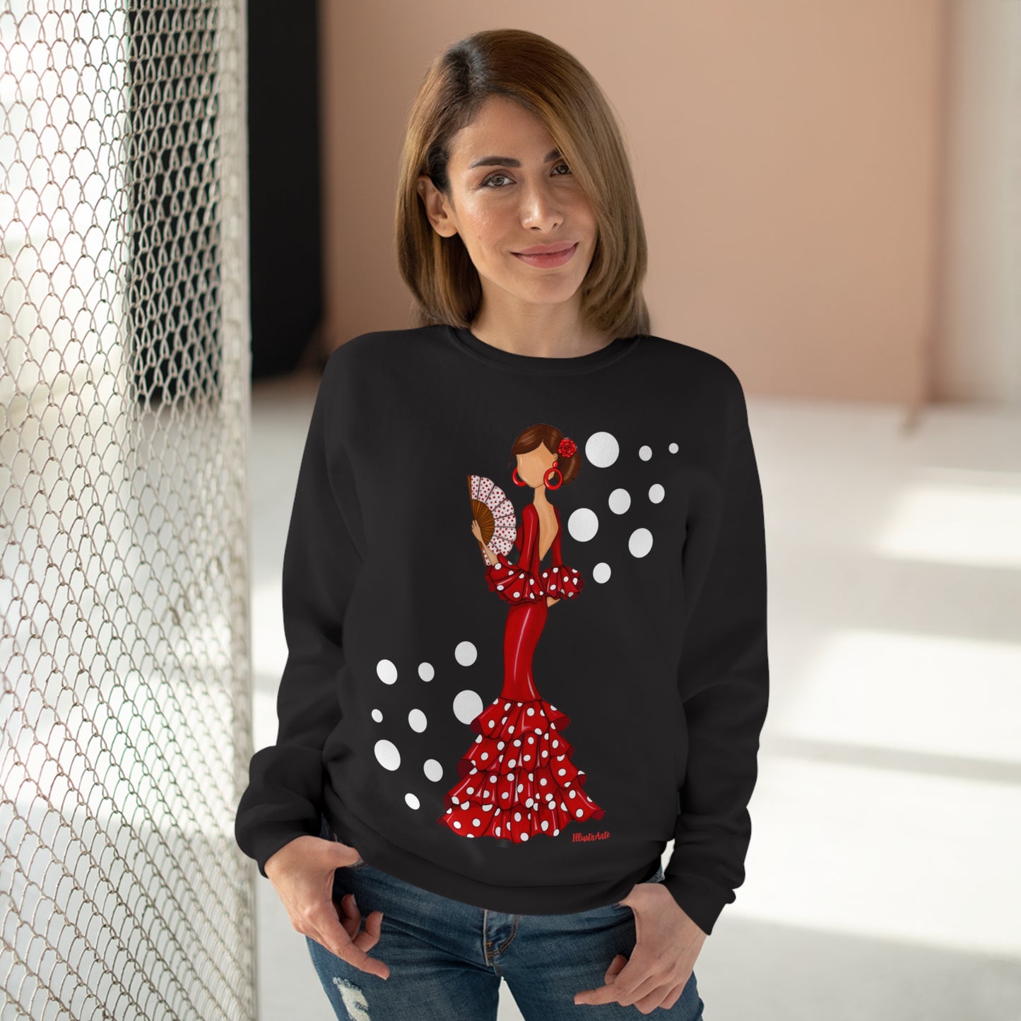 Sudadera Personalizable - Flamenca Pepa, negro con corazones