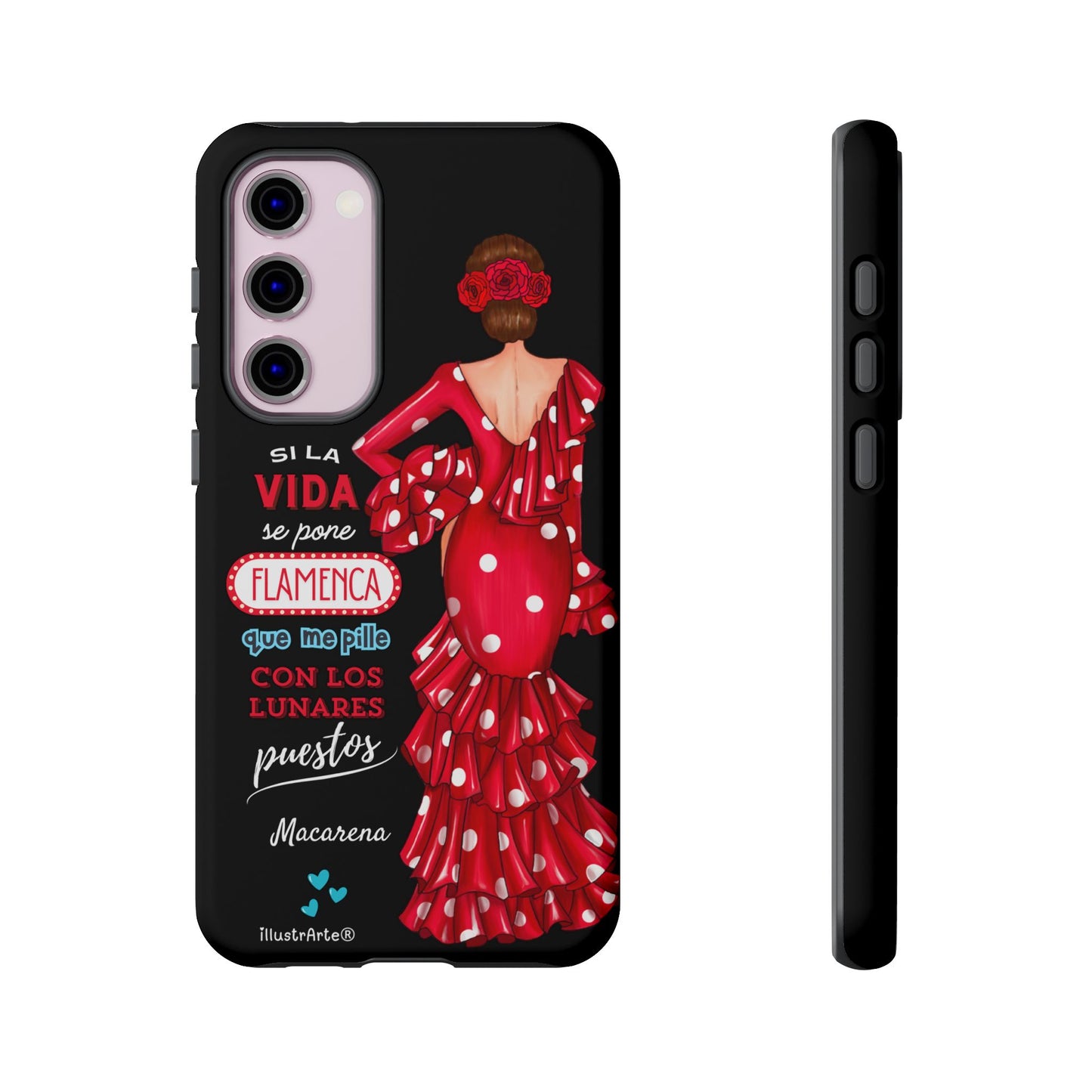 Funda de teléfono personalizable  - Modelo Macarena con frase  Para iPhone, Samsung Y Google Pixel