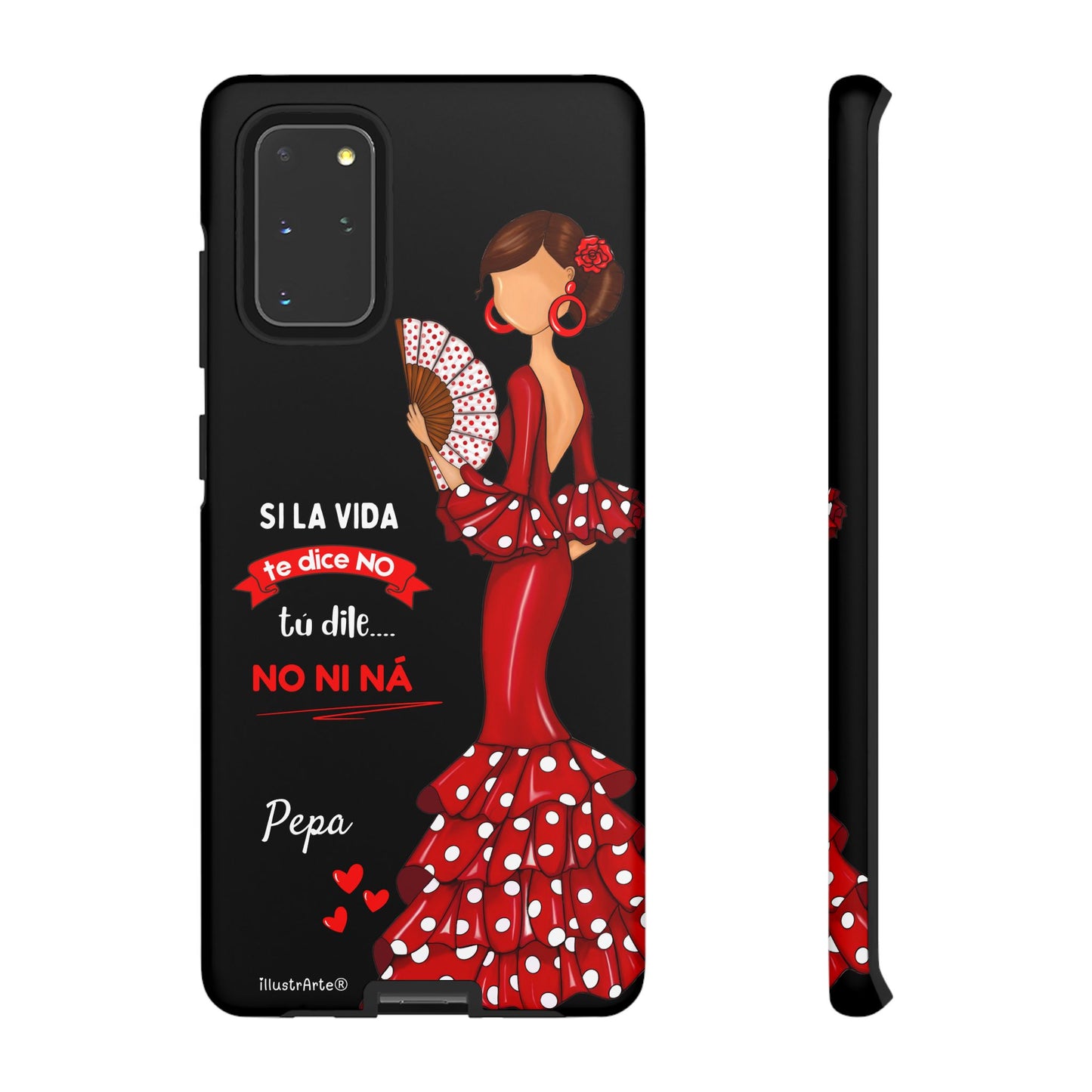 Funda de teléfono personalizable  - Modelo Pepa con frase Para iPhone, Samsung