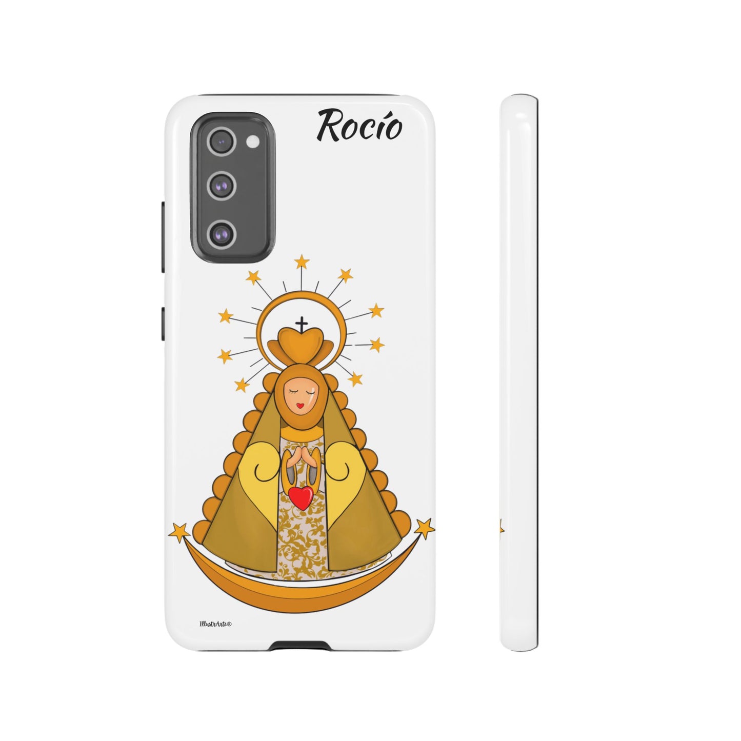 una funda de teléfono con la imagen de la virgen maría