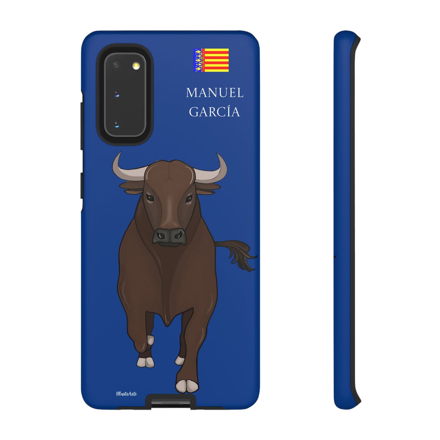 una funda de teléfono con una imagen de un toro